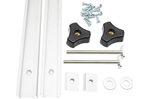 Iverntech 2er-Set Silberne 1000 mm Aluminium T Track T-Nutenschienen mit M8 Schieber, M8 Schrauben mit Knaufschrauben, selbstschneidenden Schrauben für Holzbearbeitungsschablonen