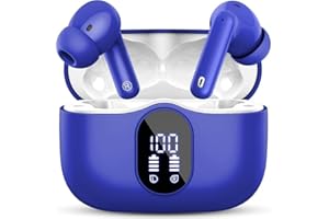 BTOOTOS Auriculares Inalámbricos con APP personalización, Bluetooth 5.4 con HD Micrófono HiFi Estéreo Pantalla LED, Reducción de Ruido, 14.2 mm Controlador dinámico, IP7 Impermeable 40H Cascos Inalambricos