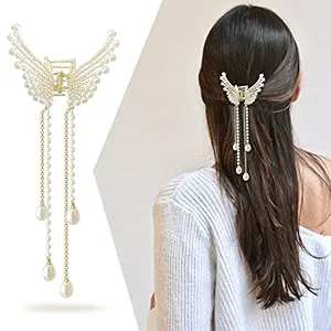 Sanas Pearl Hair Accessories 1 Pc Hair Clips For Women Stone Accessories For Girls Hair Accessories For Women Wedding Claw Clip Butterfly Hair Clip Hair Clutcher Metal Hair Clips Pearl Hair Clip