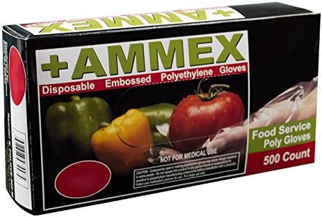 AMMEX - PGLOVE-S-500-BX - Poly Gloves - Disposable, Food Service, 1 mil, Small, Clear (Box of 500)