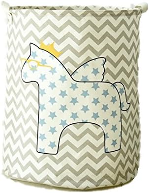 SILKTALK Household Linen Nordic Angel Horse Kids Toy Storage Basket Organizer Support Standing Waterproof Laundry Basket Bag, 01