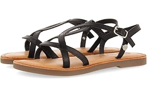 GIOSEPPO Sandales en Peau métallisée de Couleur Noire pour Fille varzea