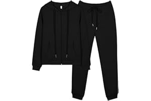 REORIA Women Zip Up Hoodie and Slim Long Pants Warm Cotton Lounge Wear Sets Two Piece Outfit Thick Long Sleeve Tracksuits Full Set Co Ord Sets With Pockets