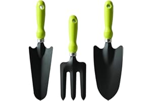 ARMO GARDENING Armo® 3 Piece Carbon Steel Garden Fork Trowel Rake Shovel Spade Set Gardening Plant Hand Tool Set