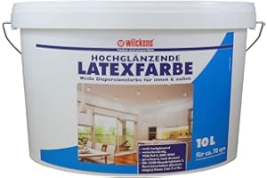 BRICOFLOR Wilckens Latexfarbe"Weiß hochglänzend" Dispersionswandfarbe | Wetterbeständige Kunststoff-Latexfarbe für strapazierfähige Innenanstriche | 5 Liter