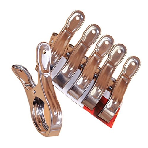 Waescheklammern – TOOGOO(R)6 PC Edelstahl Strandtuch Clips Waescheklammern Klammern Halten Sie Ihr Handtuch Aus Verwehen - 3