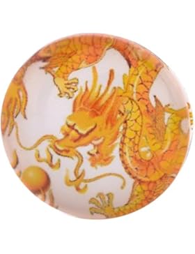 Morella Unisex Glas Click-Button Druckknopf Glücksdrache gelb