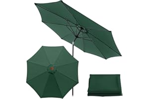 Roadtime 3m Ersatz-Sonnenschirm-Überdachung, Universelles Markttisch-Regenschirm, Terrassenschirm-Sonnenschutz-Abdeckung für Hof, Garten, Strand, Pool, Markttisch (3m/8 Ribs,Green)