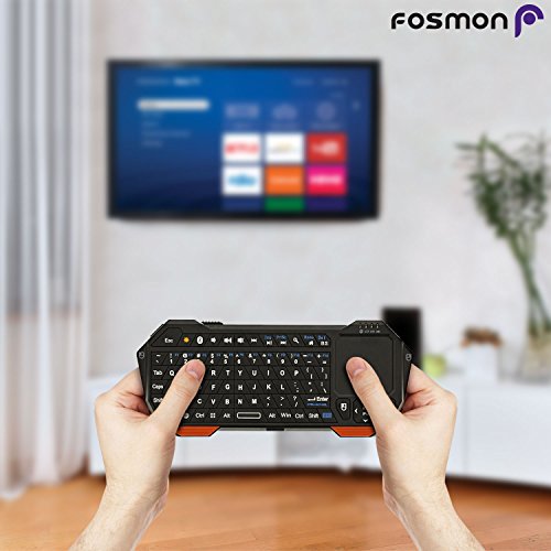 Fosmon Mini drahtlose Bluetooth-Tastatur mit Touchpad, Portable Leichtbau mini drahtloser keyboard Controller für Apple iPhone 7/6s/6s Plus/SE/5S, Samsung Galaxy S7/S7 Edge Android / Windows Smartphones, Tablette, PS3 / PS4, Laptop, Notebook und andere (Schwarz / Orange) - 2