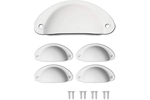 Fuxxer® Lot de 4 poignées de tiroir antiques en forme de coquillages Blanc