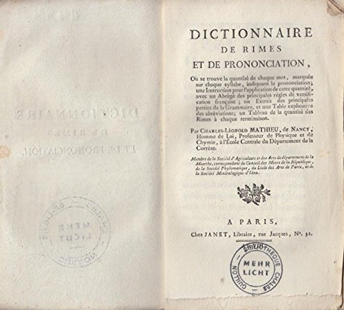 Dictionnaire de rimes et de prononciation