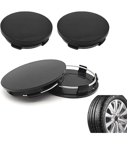 Audi 4M8071006A Dynamic Hub Caps (Pack of 4) Black/Silver 20.6 x