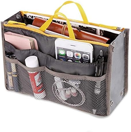 Ladies Tidy Travel Insert Handbag Cosmetic Organiser Purse Large Liner Bag Pouch by Kayear, 7 Colors Available (Grey)