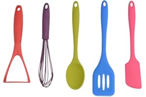 COLOURWORKS KitchenCraft CWBRTOOLS5PC Set di Utensili da Cucina in Silicone, Multicolore
