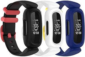 honecumi 3 Pack Ace 3 Straps Compatible with Fitbit Ace 3 Watch Bands for Kids Children Girls Boys Colorful Skin-Friendly Ace 3 Watch Strap Wristband Bracelet Replacement Accessory for Boy Girl Gift