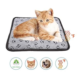 Dedeka Cojín de Calefacción para Mascotas,Manta Eléctrica para Perros y Gatos, Alfombra de Calentamiento Ajustable Resistente al Agua, Alfombrilla anticaída para Gatos y Perros,45 x 45 cm