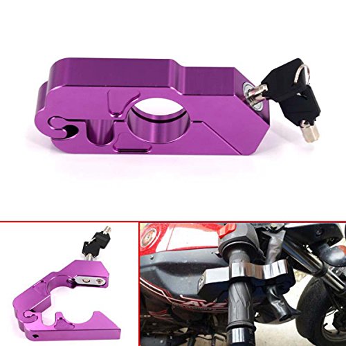 SUNDELYMotorcycle Scooter Handlebar Grip Throttle Brake Lever Lock Anit Theft Vehicle Safety Security Caps-Lock CNC Aluminum Alloy (Purple)