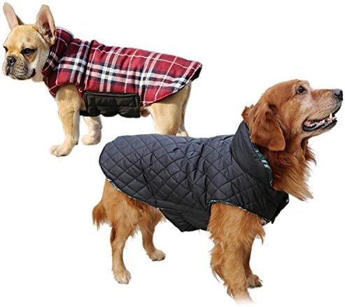 Akemiao Reversible Cozy Dog Jacket Small Medium Breed Windproof Warm Coat for Autumn Winter (Red-XS)