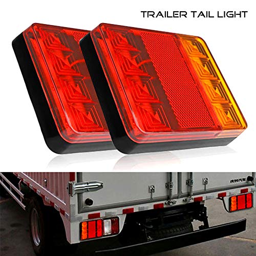 WarmCare, 2 luci Posteriori da 12 V con 8 LED per rimorchio, Impermeabili, indicatori di direzione e parcheggio, Luce di Marcia per Auto, Camion, Camion Rosso Ambra