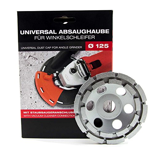 Absaughaube für Winkelschleifer 125 mm, mit Bürstenkranz, inkl. Diamantschleiftopf 125 mm für Beton - 2