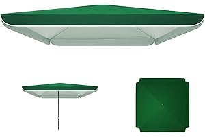 WOLWES Tela Sombrilla Cuadrado o Rectangular para 4 Varillas, Tela Oxford Gruesa de Doble Capa, Repuesto Sombrilla de Exterior para Patio, Jardín, Piscina, Playa, Etc. ( Color : Green , Size : 2X2M/6.5X6.5ft