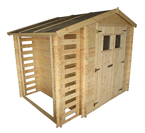 Gartenhaus Velden – 2,56 x 2,00 Meter aus 19mm Blockbohlen mit Kaminholzunterstand - 6