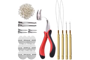 YANTAISIYU Microring Extensions Set: Microring Zange, Microring Nadel und 200 Stück 5.0mm Microring Nanoringe mit Silikon (blond)