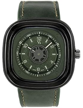 JSDDE Uhren,Retro Herren Armbanduhr 3ATM Wasserdichte Armbanduhr Lederarmband Zahnrad Sekundenzeiger Quadrat Quarzuhr...