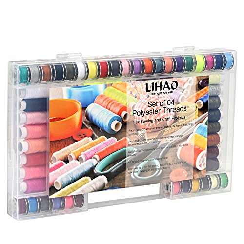 LIHAO Nähgarn Set 64-teilig Syngarn Polyester Nähmaschinengarn 32 Farben - 9