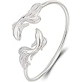 Sterling Silver Bangle Bracelets for Women,Fashion Jewelry Simple Adjustable 925 Silver Cuff Bangles for Women Mom Wife Valentine Mothers Day Gift