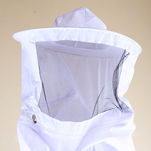 Yosoo Deluxe Baumwolle Polyester Professional Imkerbekleidung Imker Bienenzüchter Hut mit Veil Schutzausrüstung mit Reißverschluss für Bee Keepers, Weiß - 3