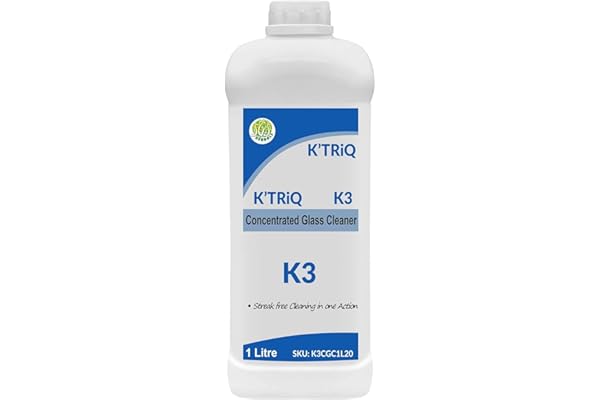 K'TRiQ K3 Glass Cleaner Concentrate Streak Free in One Action Removes oily soil and finger Marks Glass Cleaner Liquid Solution for window glasses/Mirror and All Kind Glasses (1 Litre (Pack of 1))