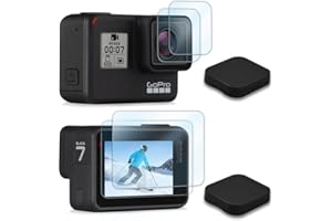 REDTRON Displayschutzfolie für GoPro Hero 7 Black/Hero 6/Hero 5(8 Stck.), Ultraklares gehärtetes Glas Bildschirmschutz & Objektivschutz aus gehärtetem Glas & Objektivabdeckung