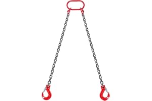 VEVOR 2-strand chain hanger, 1.5 m crane chain with hook, G80 forestry chain, 2993 kg stop chains for motor trains, G80 engine lifting chain, diameter 8 mm, choker chain, clevis hook, high strength