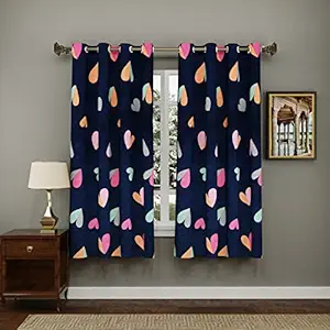 Amigos Glace Cotton Curtains for Door Bedroom, Living Room and Kids Room, Home Decor Fashion Printed Set of 2 Curtains (Pink Heart G1, Window-5Feet)