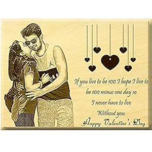 Incredible Gifts India Valentines Day Customised Engraved Photo Plaque Wood for Couples (12x9 inches, Maple, Beige)