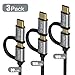 Produktbild USB Type C Kabel, COOODI 2 in 1 USB Type C + Micro USB Kabel (3 Stücke, 1ft, 3ft, 6ft ) für New MacBook 12 inch, Nokia N1,Google Nexus 5X, OnePlus 2 und andere Type C Handy Silbern