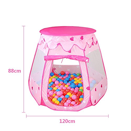 Baby Play Tent, GIM Kids Pink Princess Play Tent Castle with 100 PCS Ocean Balls Foldable Popup Balls Play Tent Playhouse Indoor Outdoor (Pink, 47 * 35 Inch)