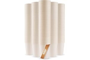 FOOGO Green 100pcs 8oz Disposable Strong Single-Wall White Paper Coffee Cups, FSC® Certified, Fully Compostable, Takeaway, Paper Cups for Hot Drinks, Parties, Eco-Friendly