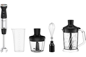 Moulinex Quickchef+, Frullatore a Immersione, Tecnologia con Lame Powelix, Potenza 1000W, Frullatore con Miscelazione Rapida e Modalità Silenziosa, Lavabile in Lavastoviglie, DD67L8