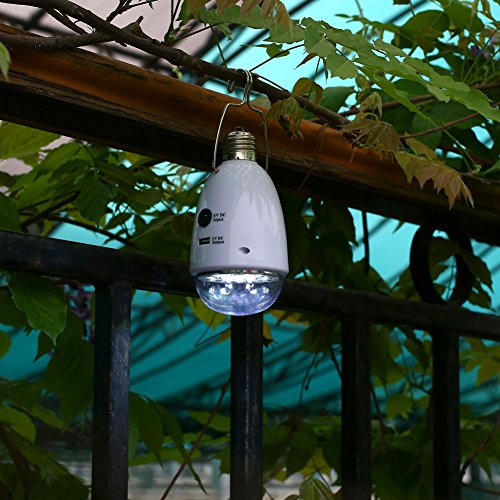 amzdeal Solarleuchten LED E27 Aufladbar Dimmbar Fernbedienungskontrolle Solarbetrieben Wasserdricht Kaltweiß - 5