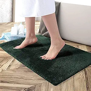 LUXE HOME INTERNATIONAL Newman Microfiber Anti-Skid Water Absorbent/Soaking Washable Mat for Bathroom/Entrance/Kitchen/Bedside/Door/Living-Room/Prayer Room (Hunter Green, 18