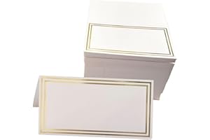 HRLORK 25 Pcs Place Cards Table Place Blank Personalised Name Cards for Table Setting Wedding Party Birthday Dinner- Golden