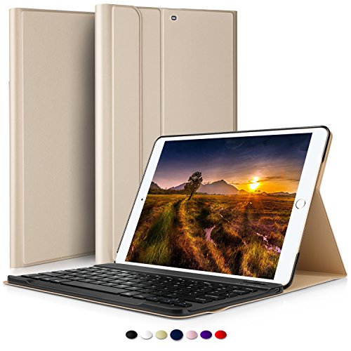 IVSO iPad Pro 10.5 QWERTZ Tastatur, Abnehmbare Wireless Bluetooth Tastatur Schutzhülle mit Standfunction Für Apple iPad Pro 10.5 Tablet, Gold