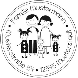 Familienstempel | Familienmitglieder mit Familienname und Adresse | Eltern mit 2 Mädchen und 1 Jungen