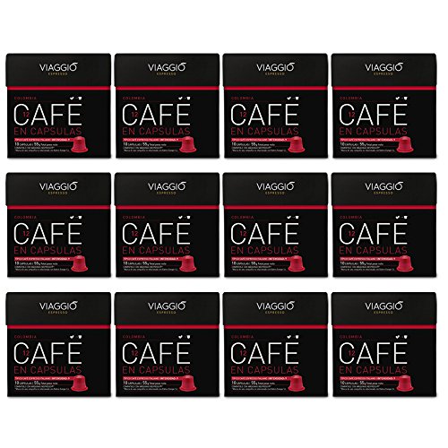 Viaggio Espresso Set de 120 Capsules de Café Compatibles avec Nespresso Colombia - Lot de 2