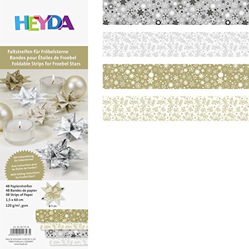 HEYDA Faltpapierstreifen für Fröbelsterne, gold/silber