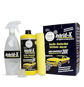 Wavex Hybrid-X Concentrate Spray Wax, Waterless Wash, Rinse Aid and Quick Detailer (1Ltr) with Microfiber Cloth | Dilutes 20 Times with Water