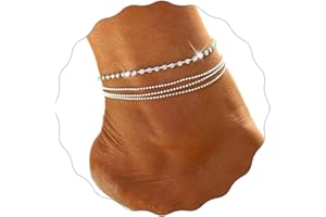 JUSTUSNX JUSTUNX Boho Layered Regolabile Cavigliera Strass Braccialetto Della Cavigliera Spiaggia Estate Piede Catena Dei Monili per Le Donne e Ragazze (B)