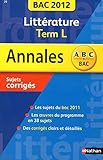 Image de ANNALES BAC 2012 LITTERATURE